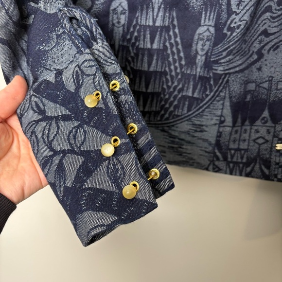 Scotch & Soda Blue Cosmic Graphic Fitted Button Shirt Blouse - Picture 5 of 12